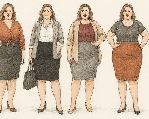Confident woman styling a pencil skirt in a flattering and chic way for her body shape