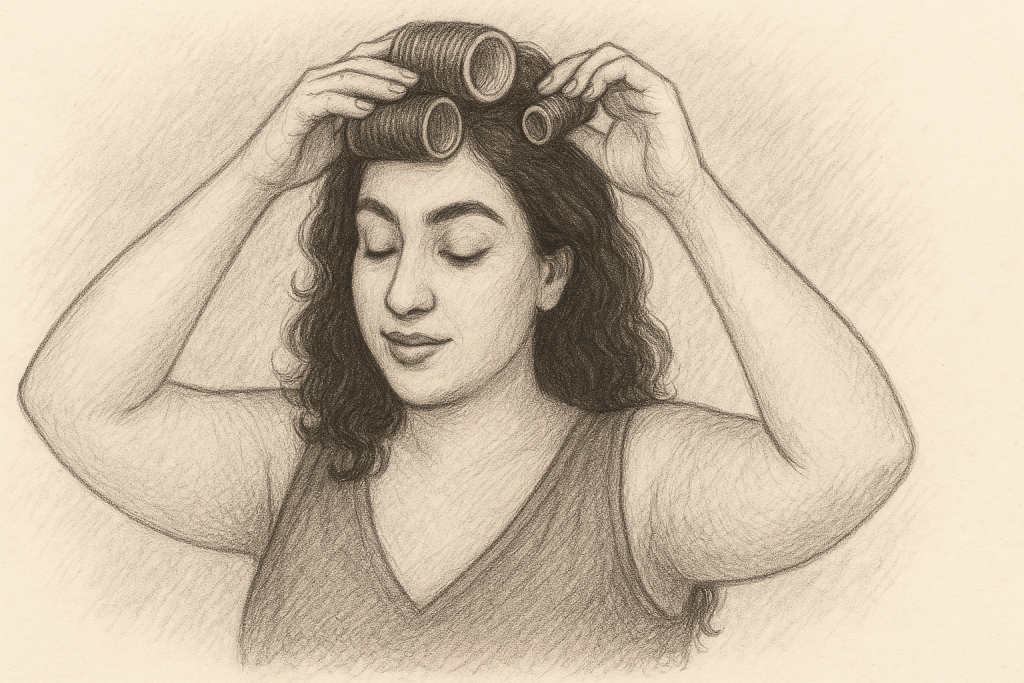 Using Velcro rollers to create volume and curls on fine thin hair