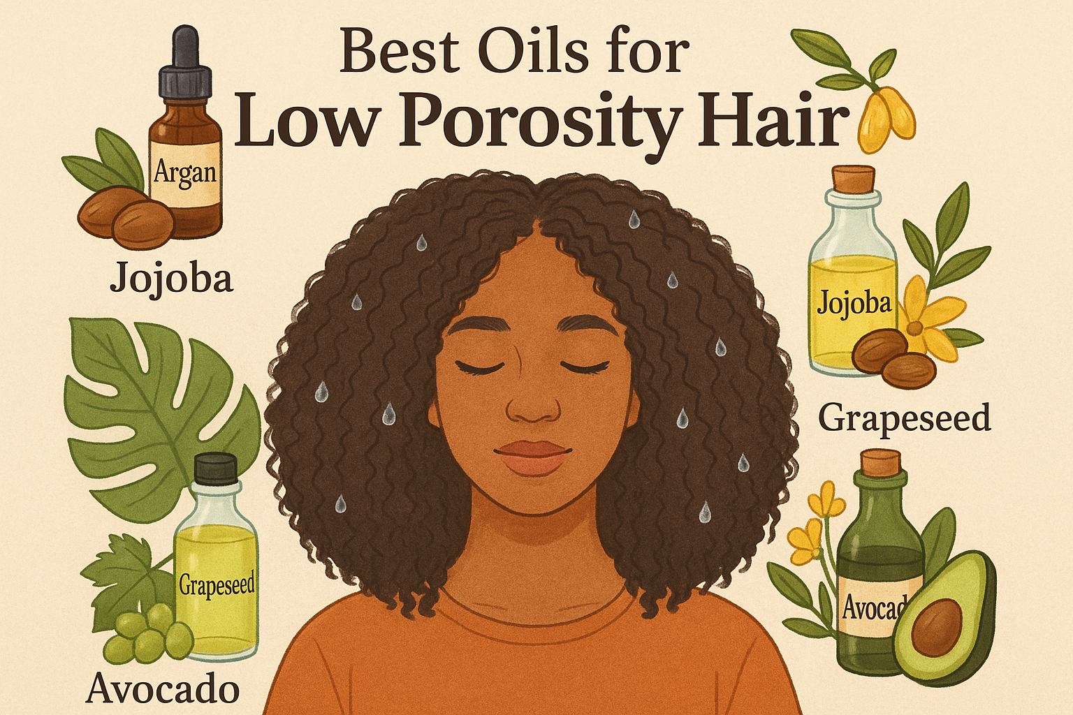 Natural oils suitable for moisturizing and nourishing low porosity hair