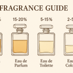 Different perfume levels and fragrance concentrations from eau de cologne to parfum