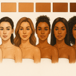 Skin tan chart showing different tanning shades for various skin tones and undertones