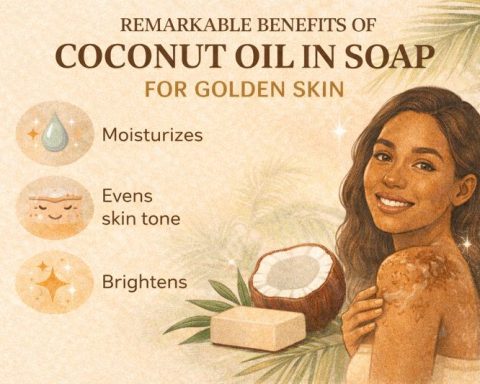 Coconut oil soap bar for moisturized, glowing, and golden-looking skin