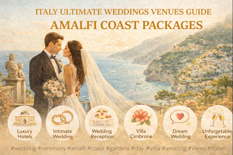 Luxury wedding venue on the Amalfi Coast overlooking the Mediterranean Sea