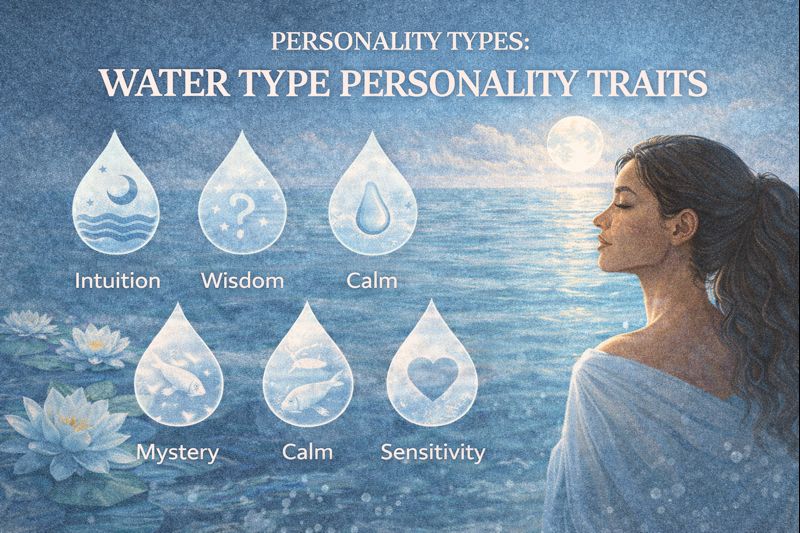 Water type personality traits symbolizing intuition, emotional depth, and adaptability