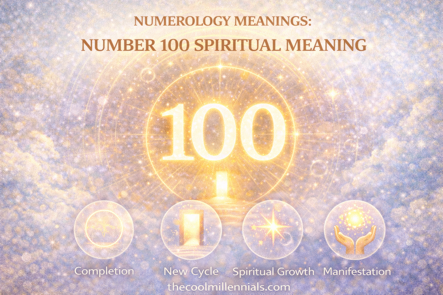Numerology number 100 symbolizing spiritual completion, new beginnings, and divine guidance