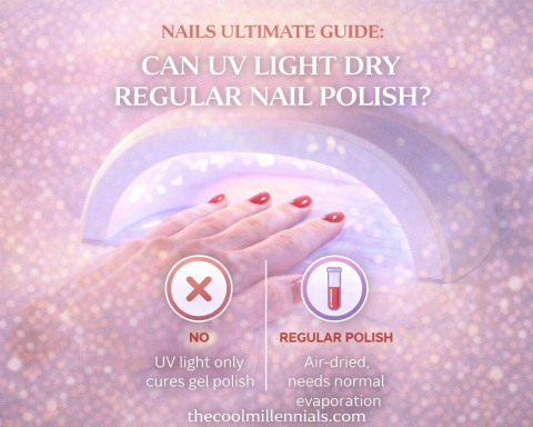 UV nail lamp used to dry nail polish and comparison with regular polish drying process