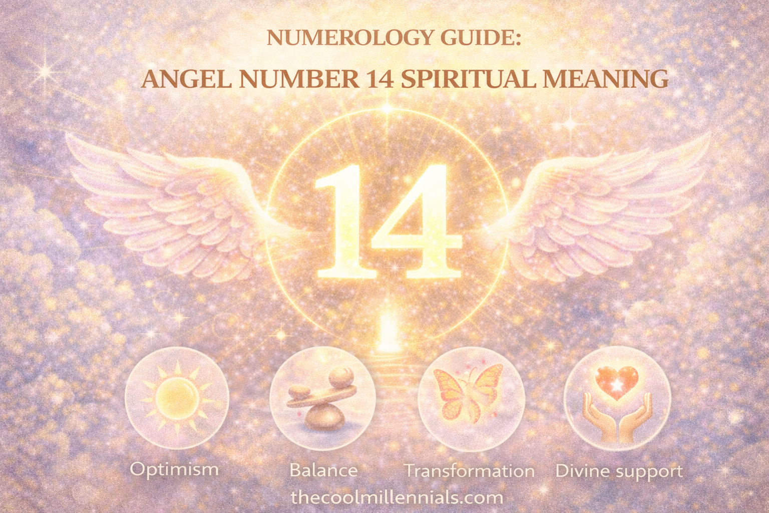 Angel number 14 symbolizing spiritual guidance, positive change, and personal growth