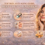 Anti-aging skincare treatments for women in their 30s and 40s targeting fine lines and glowing skin