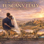 Romantic wedding venue in Tuscany with vineyards and rolling hills in Italy