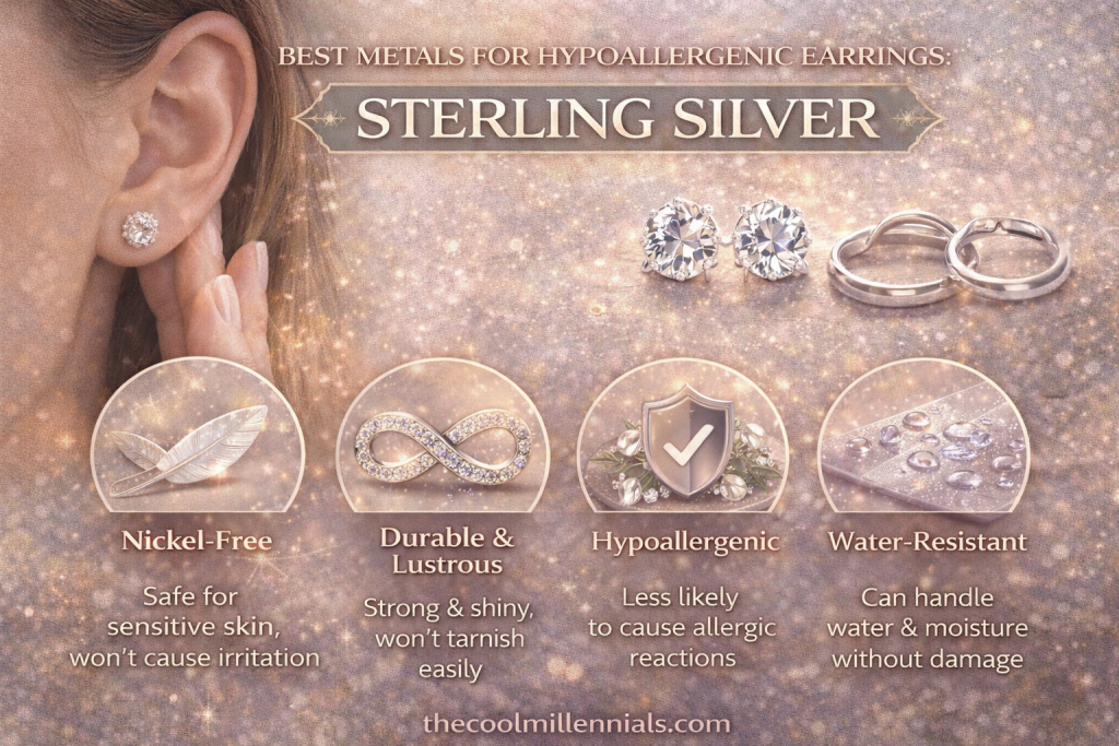 Sterling silver hypoallergenic earrings safe for sensitive ears