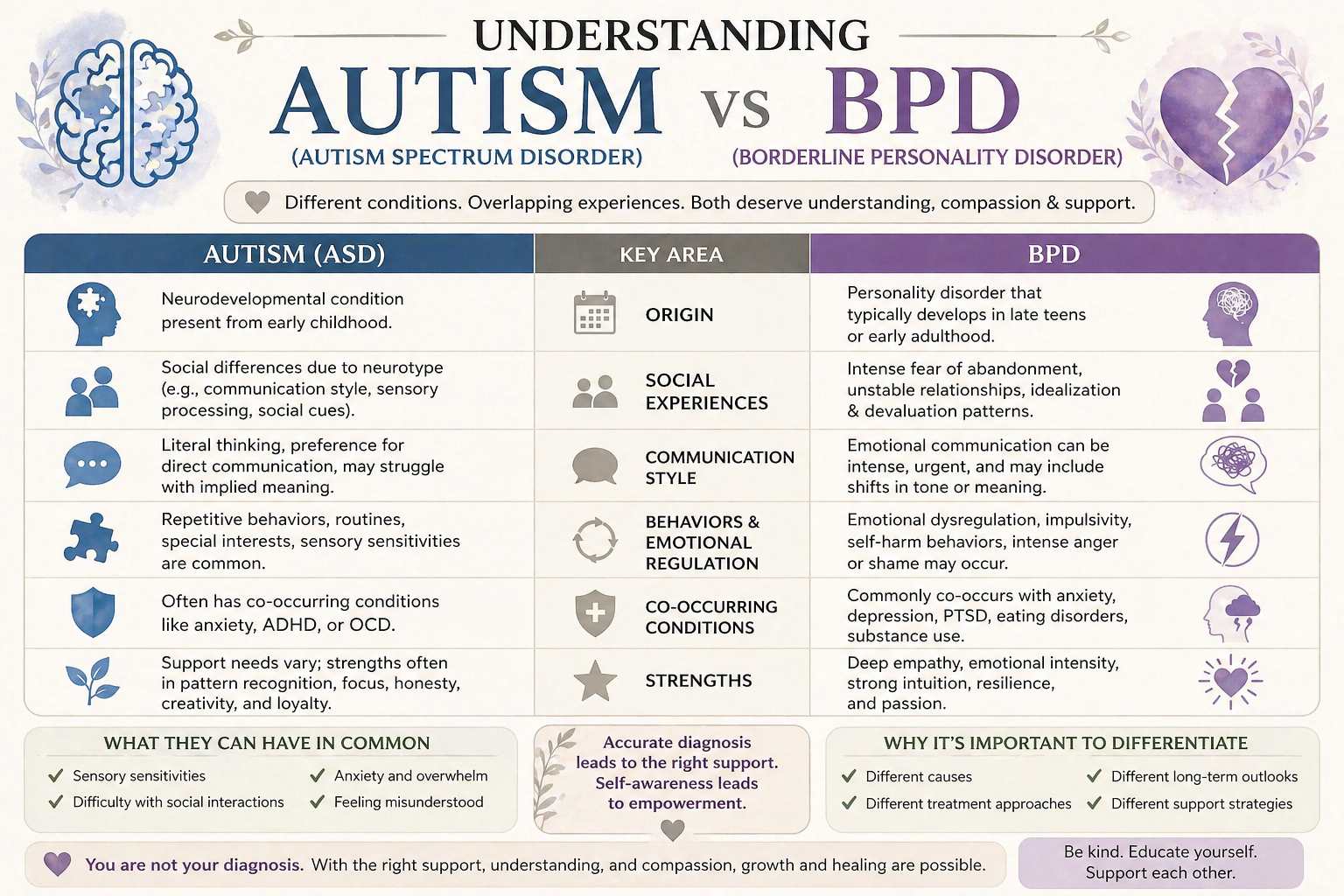 Comparison between autism and borderline personality disorder focusing on emotional and social differences
