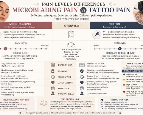 Comparison between microblading pain and tattoo pain during cosmetic and body art procedures