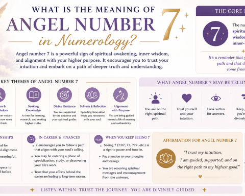 Angel number 7 symbolizing spiritual awakening, wisdom, and divine guidance in numerology