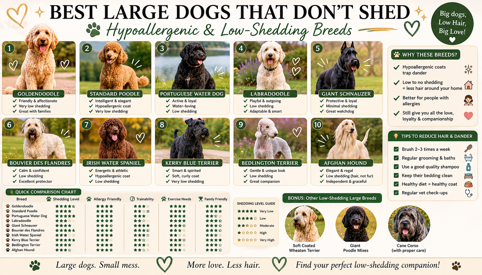 Large hypoallergenic dog breeds that don’t shed and are allergy-friendly